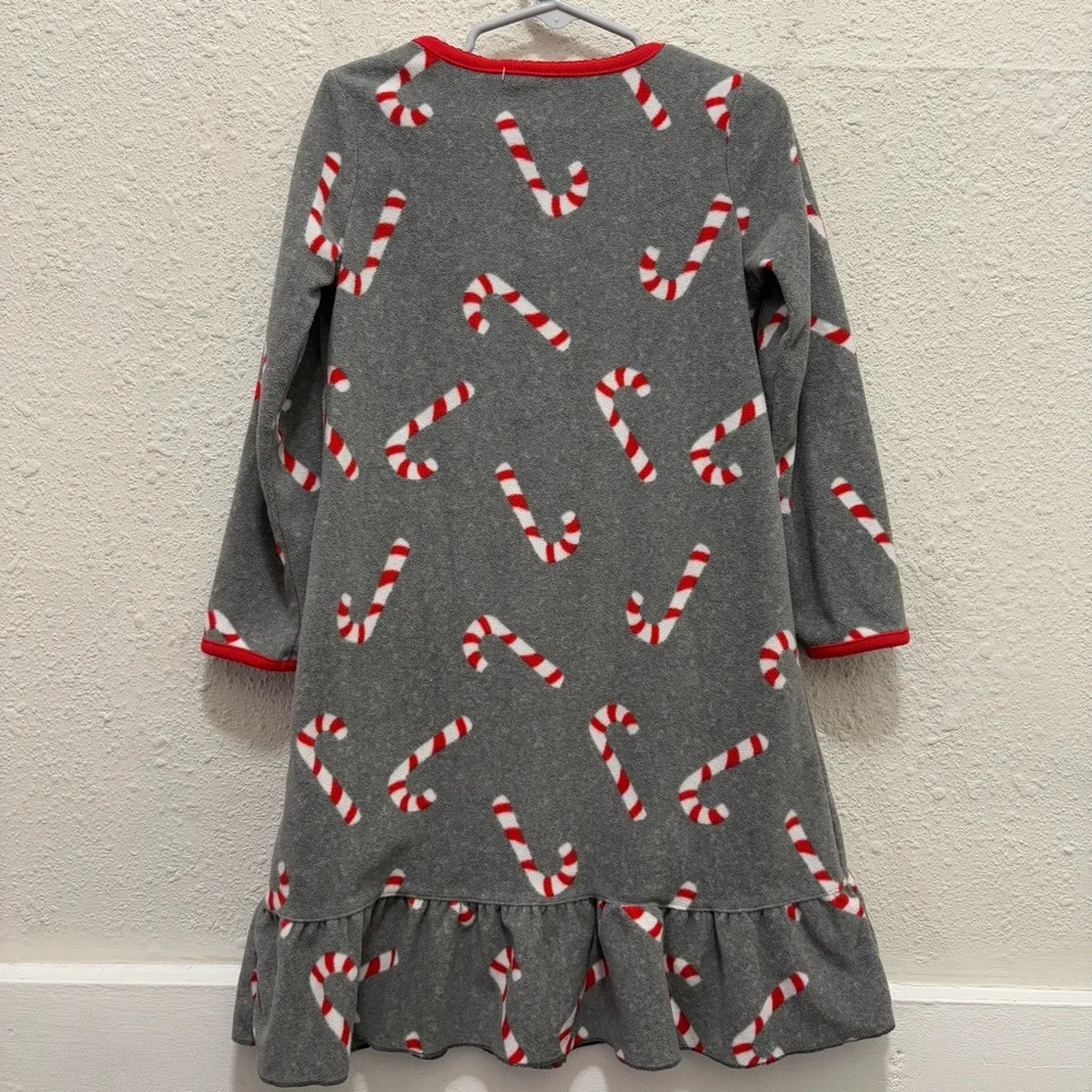 Carter's Grey with Candy Canes Christmas Fleece Night Gown Pajamas 4T